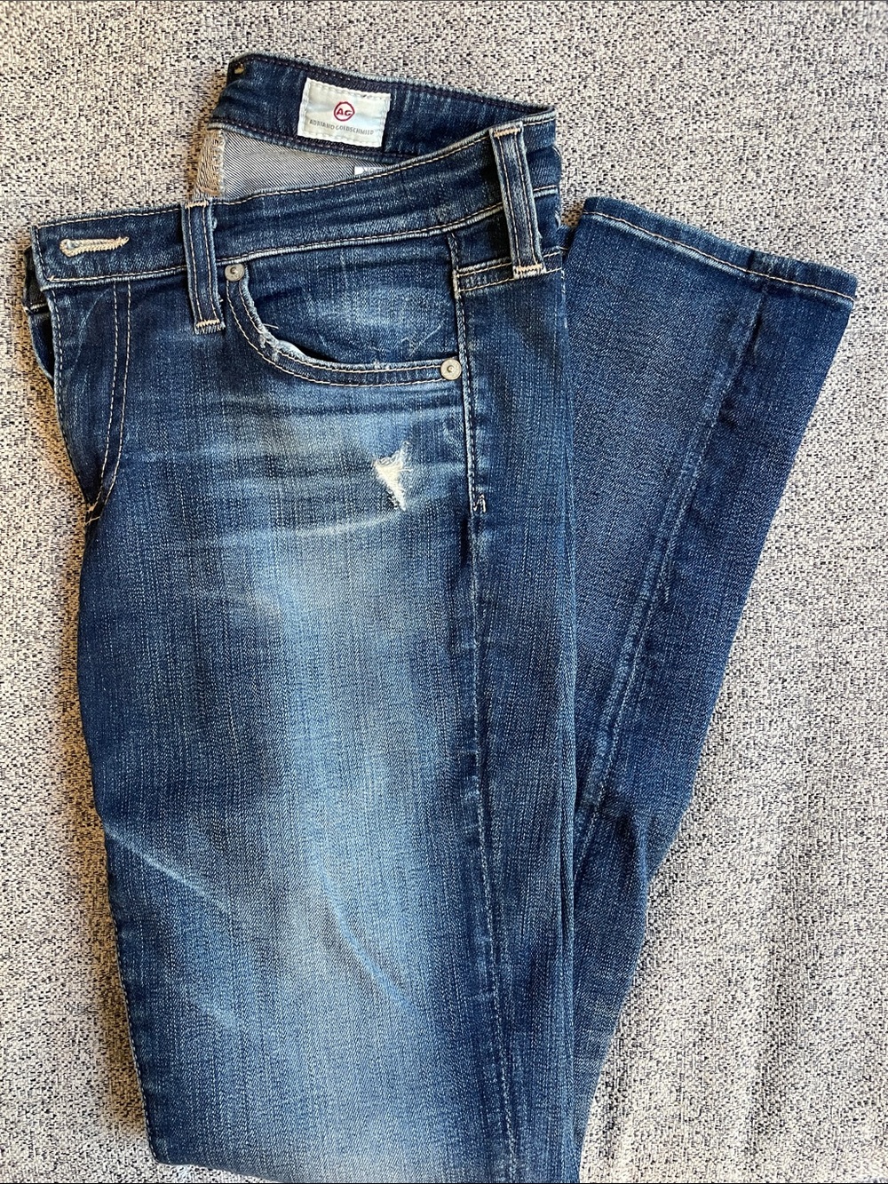 Ag Adriano Goldschmied Distressed Indigo Jeans